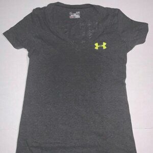 Under Armour Womens Small‎ Fitted HeatGear V-Neck 'Run For The Hell Of It' (K)
